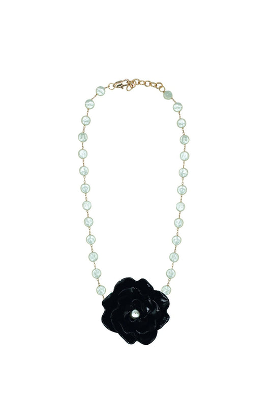 COLAR PÉROLAS GARDÊNIA PRETO