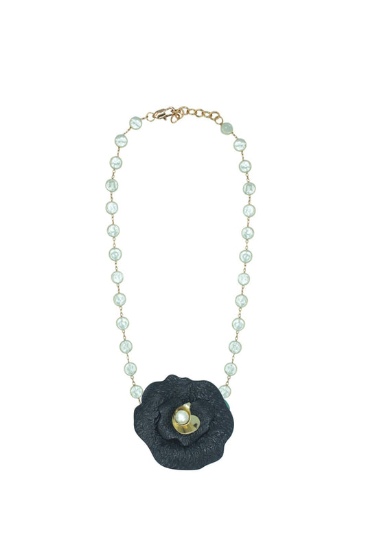 COLAR PÉROLA HORTÊNSIA PRETO