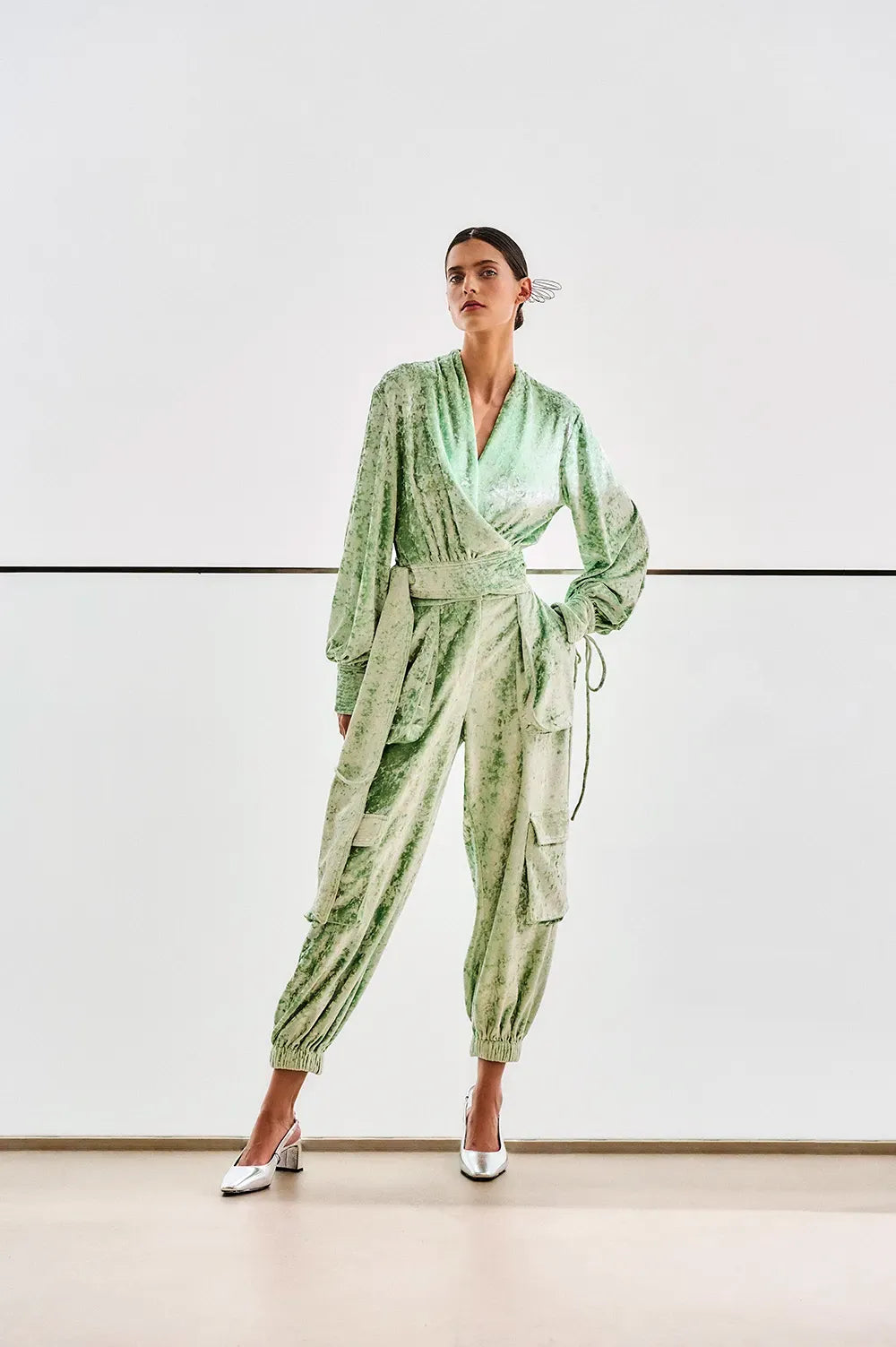 CALÇA CASUAL VELVET VERDE CLARO