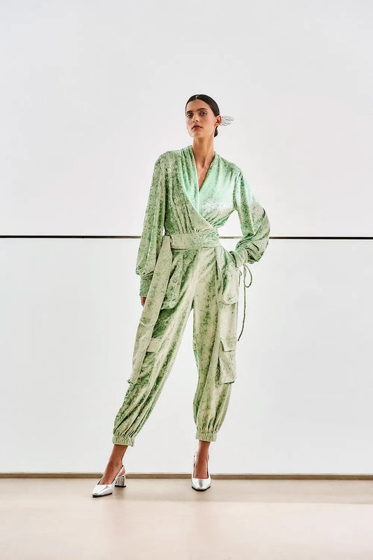CALÇA CASUAL VELVET VERDE CLARO