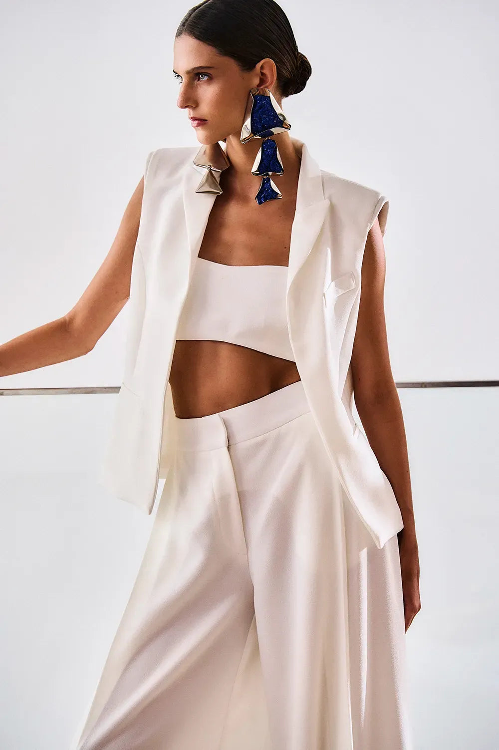 COLETE CROPPED CLASSIC CREPE OFF WHITE