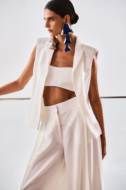 COLETE CROPPED CLASSIC CREPE OFF WHITE