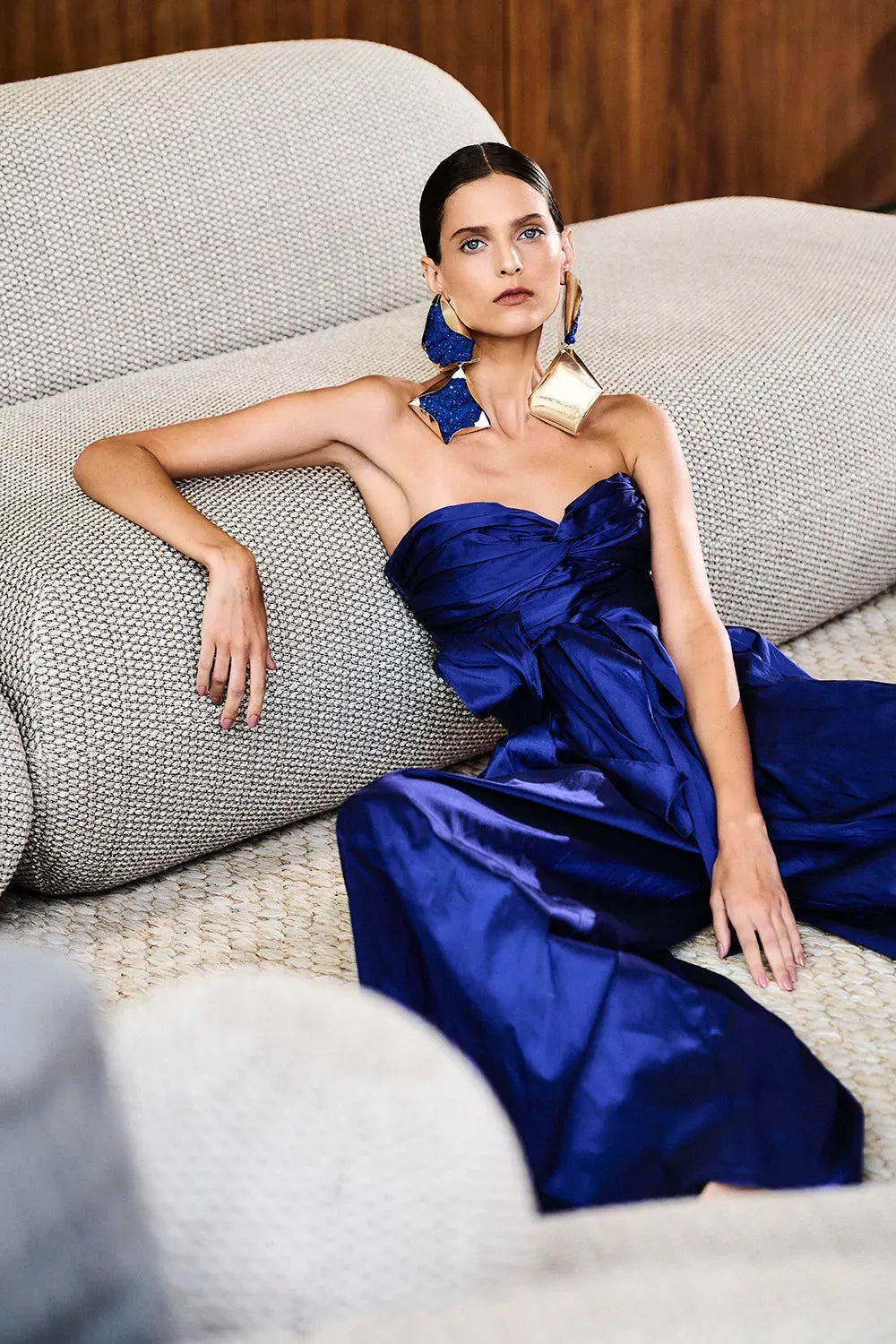 TOP CROPPED TAFETÁ INTENSE AZUL