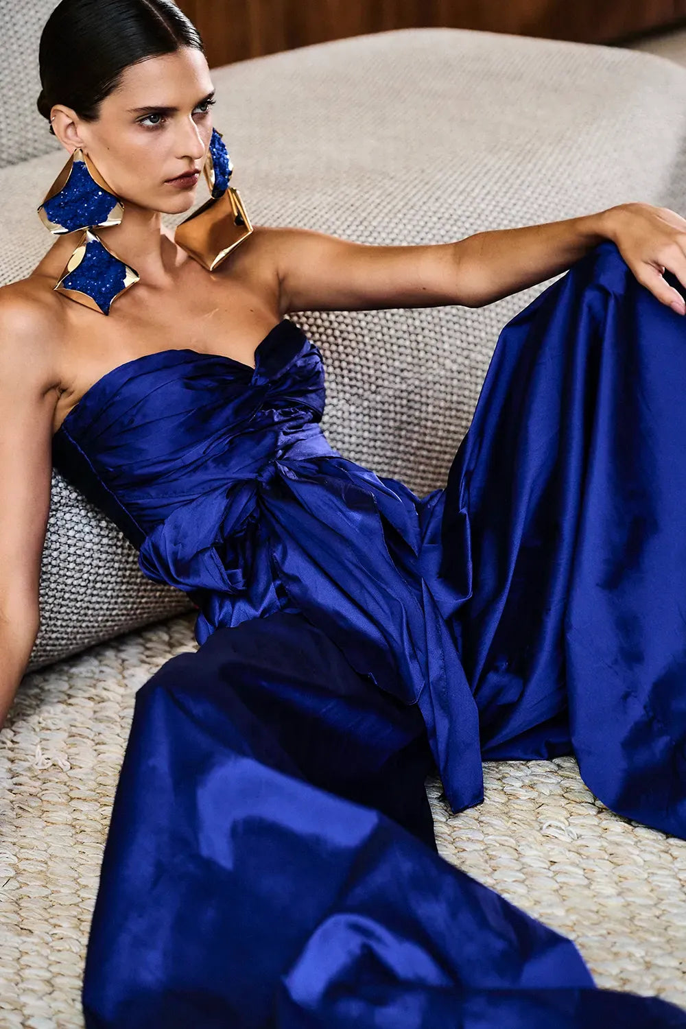 TOP CROPPED TAFETÁ INTENSE AZUL