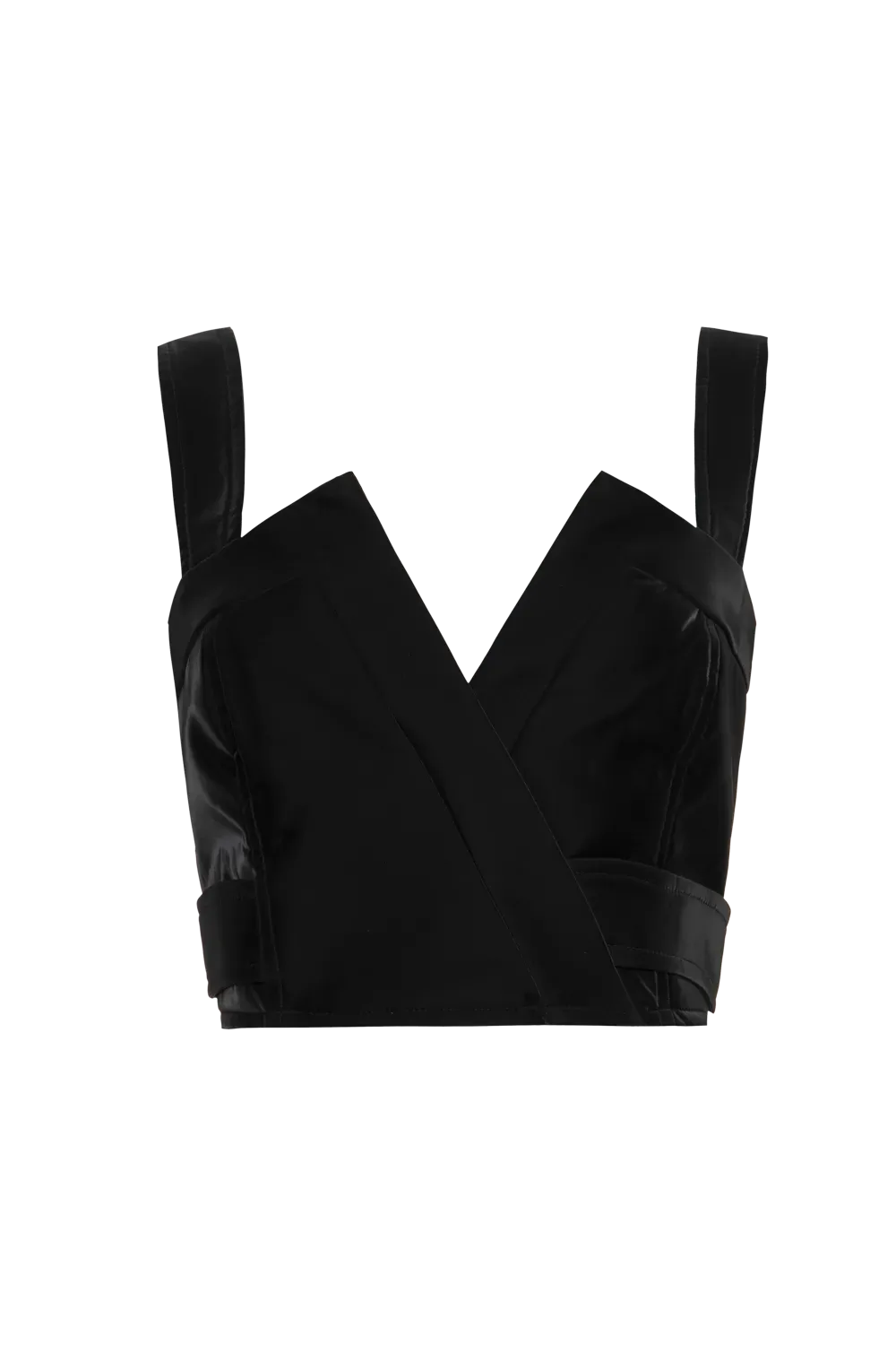 Top cropped velvet leather preto