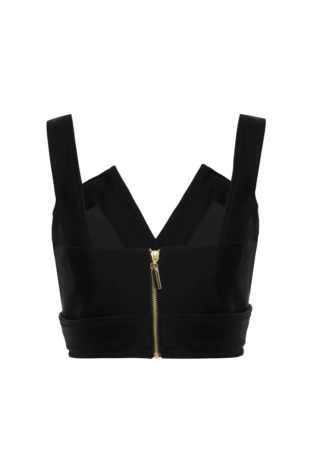 Top cropped velvet leather preto