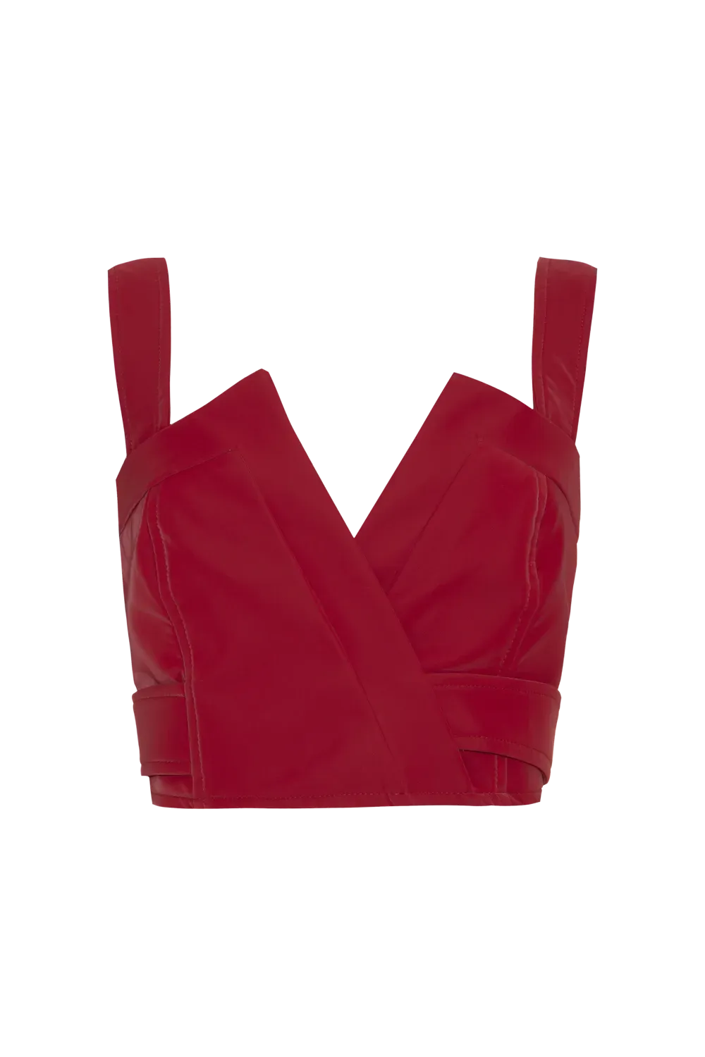 Top cropped velvet leather vermelho