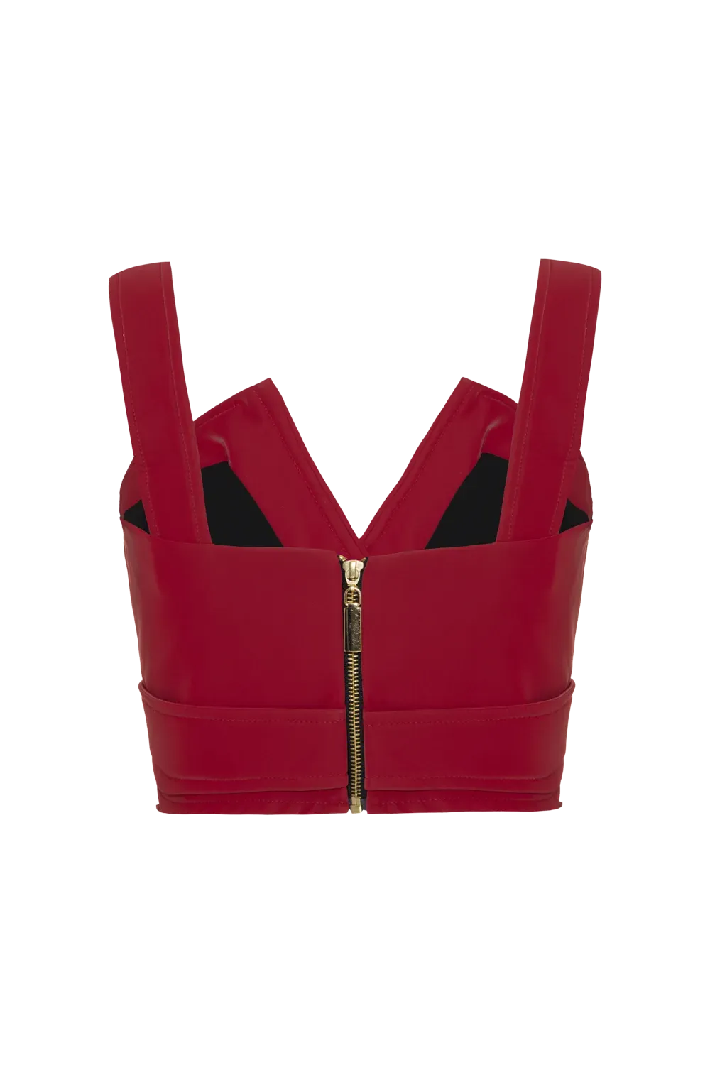 Top cropped velvet leather vermelho
