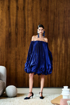 VESTIDO CURTO TAFETÁ INTENSE AZUL