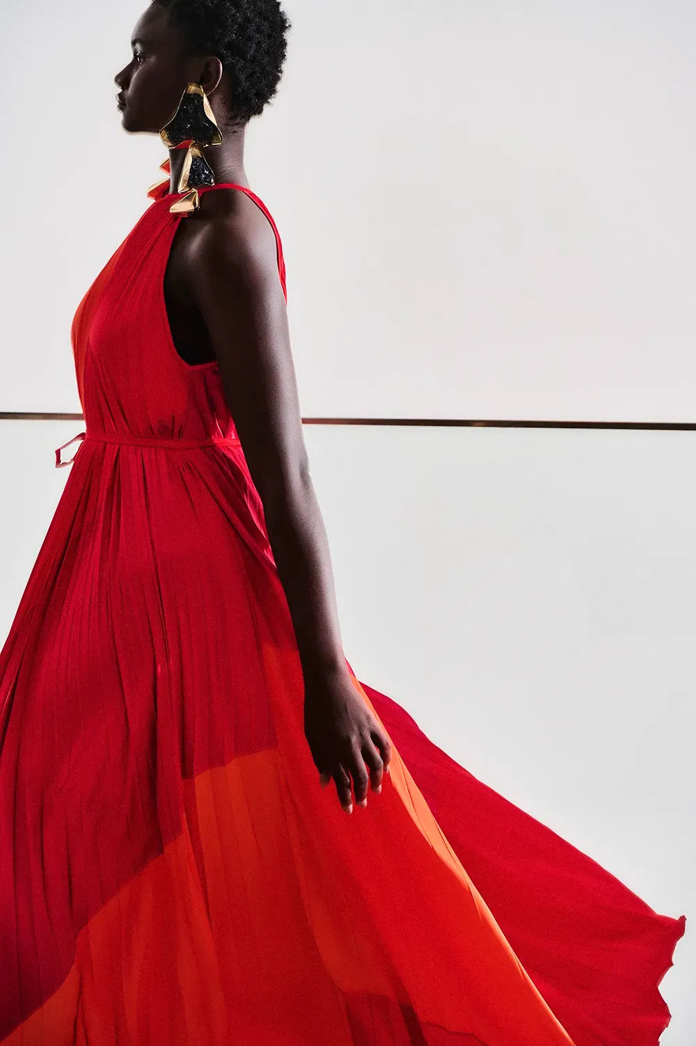 Vestido longo cetim fatiha laranja
