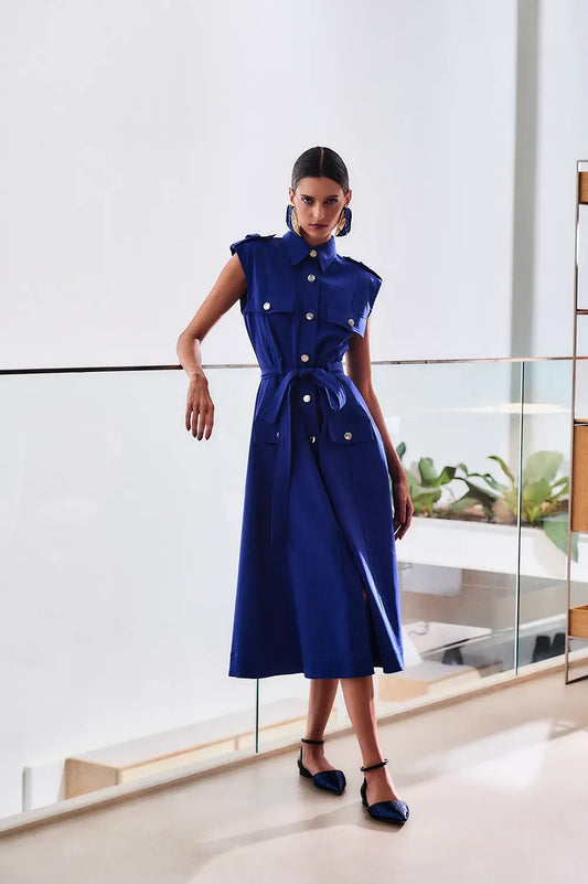 VESTIDO MÍDI COTTON KIA AZUL