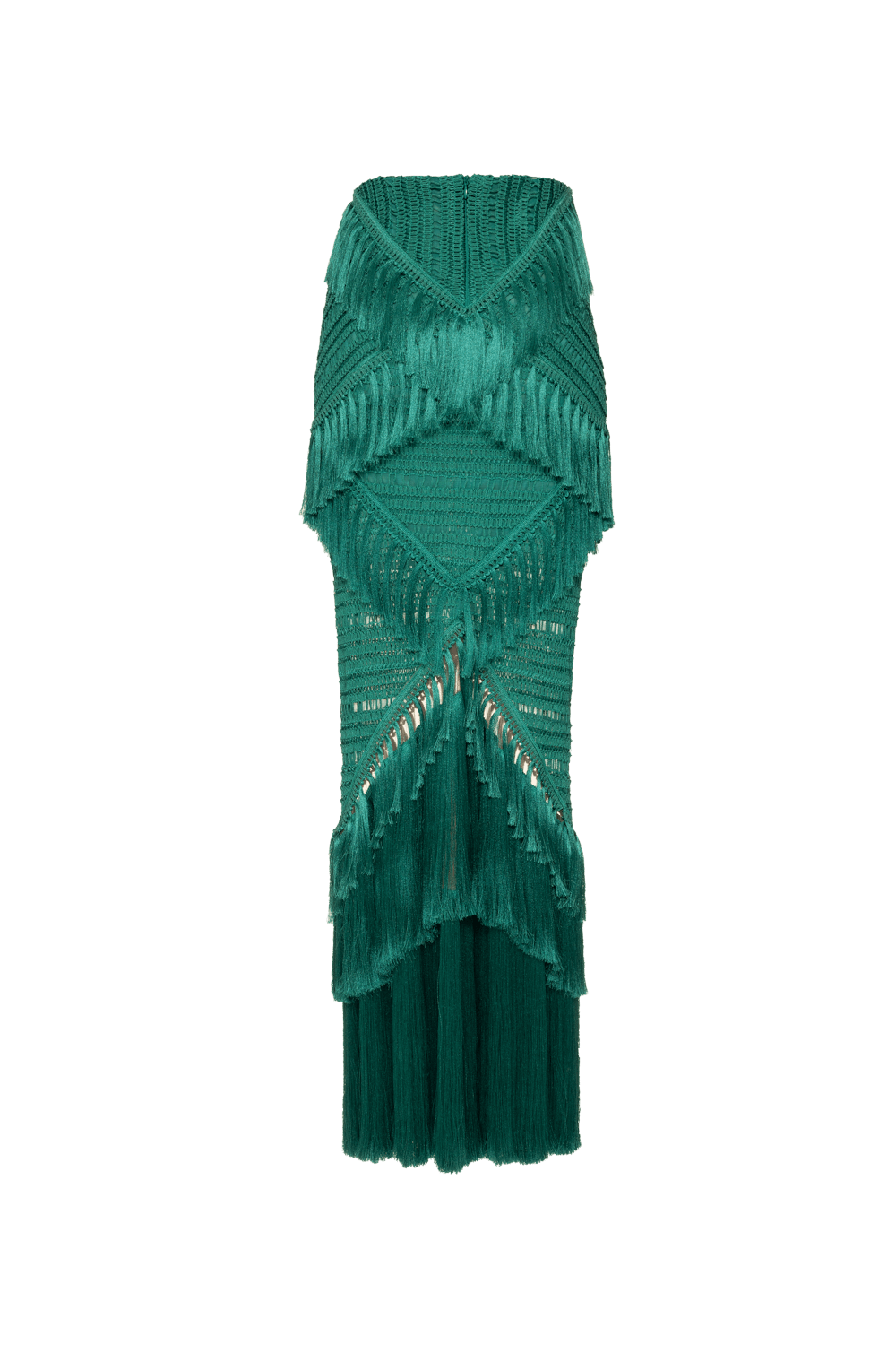 Saia longa vibrant fringe verde