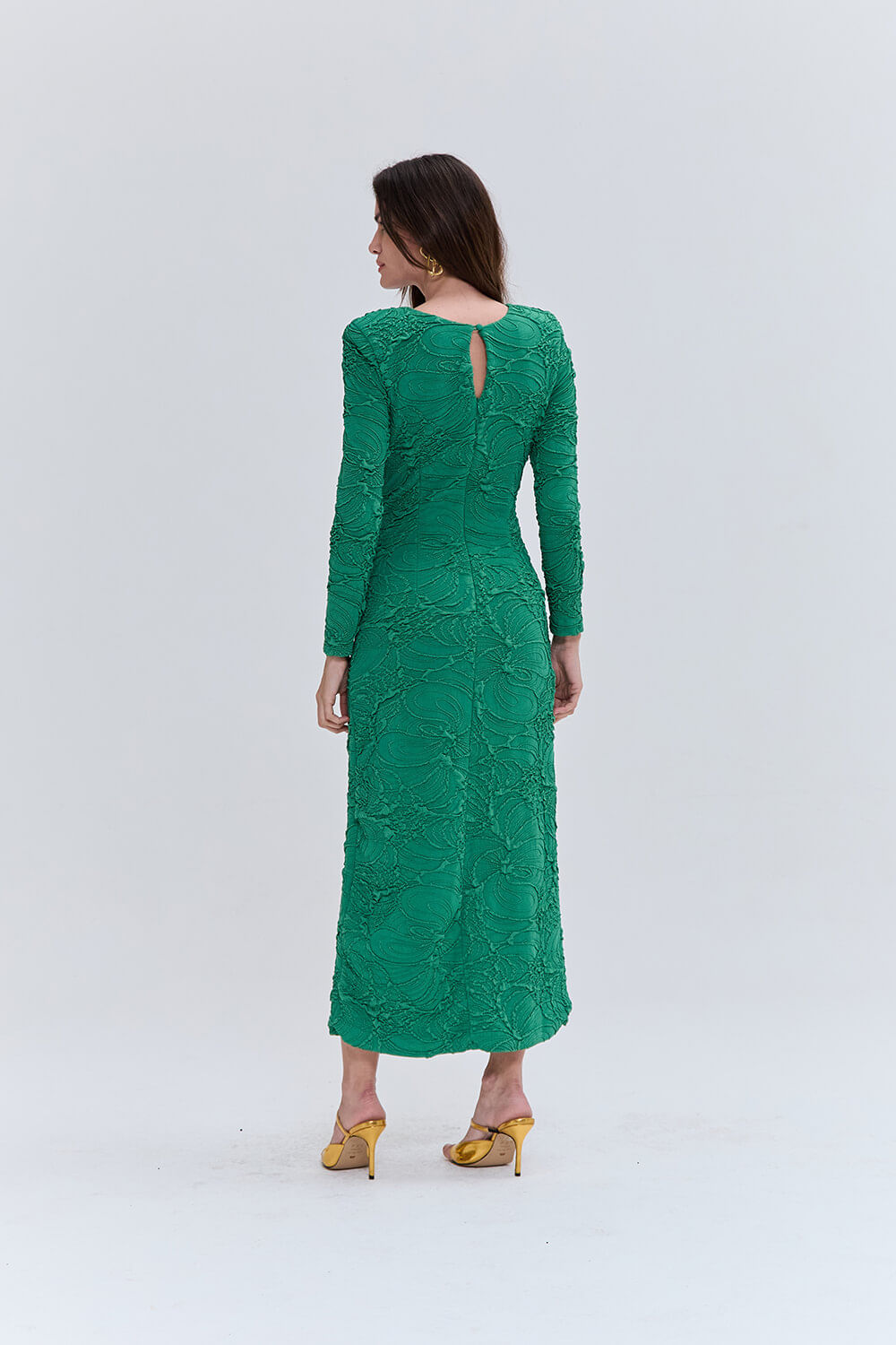 VESTIDO MÍDI LYCRA PETALS VERDE ESCURO