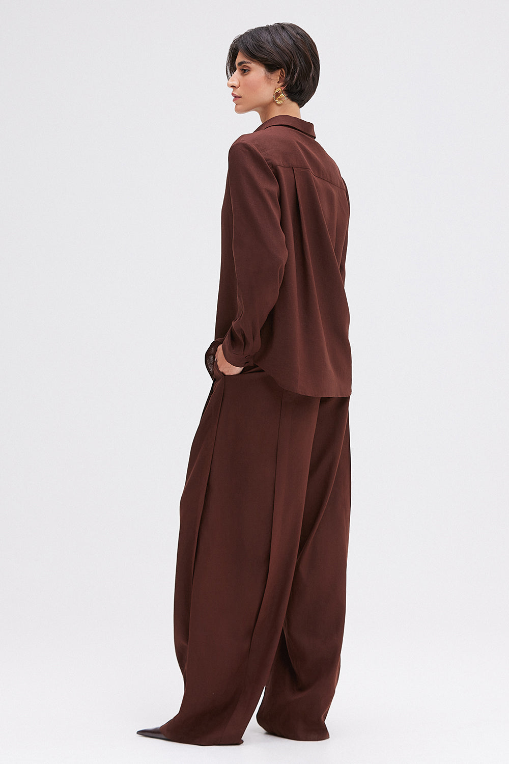 CAMISA LINEN INTENSE RUST MARROM