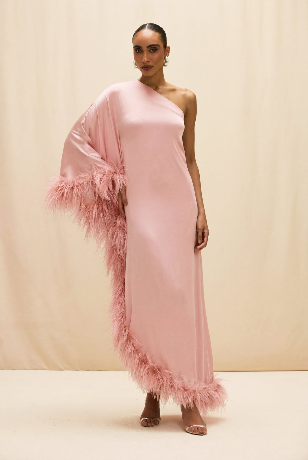 VESTIDO LONGO CETIM ISABEL ROSA CLARO