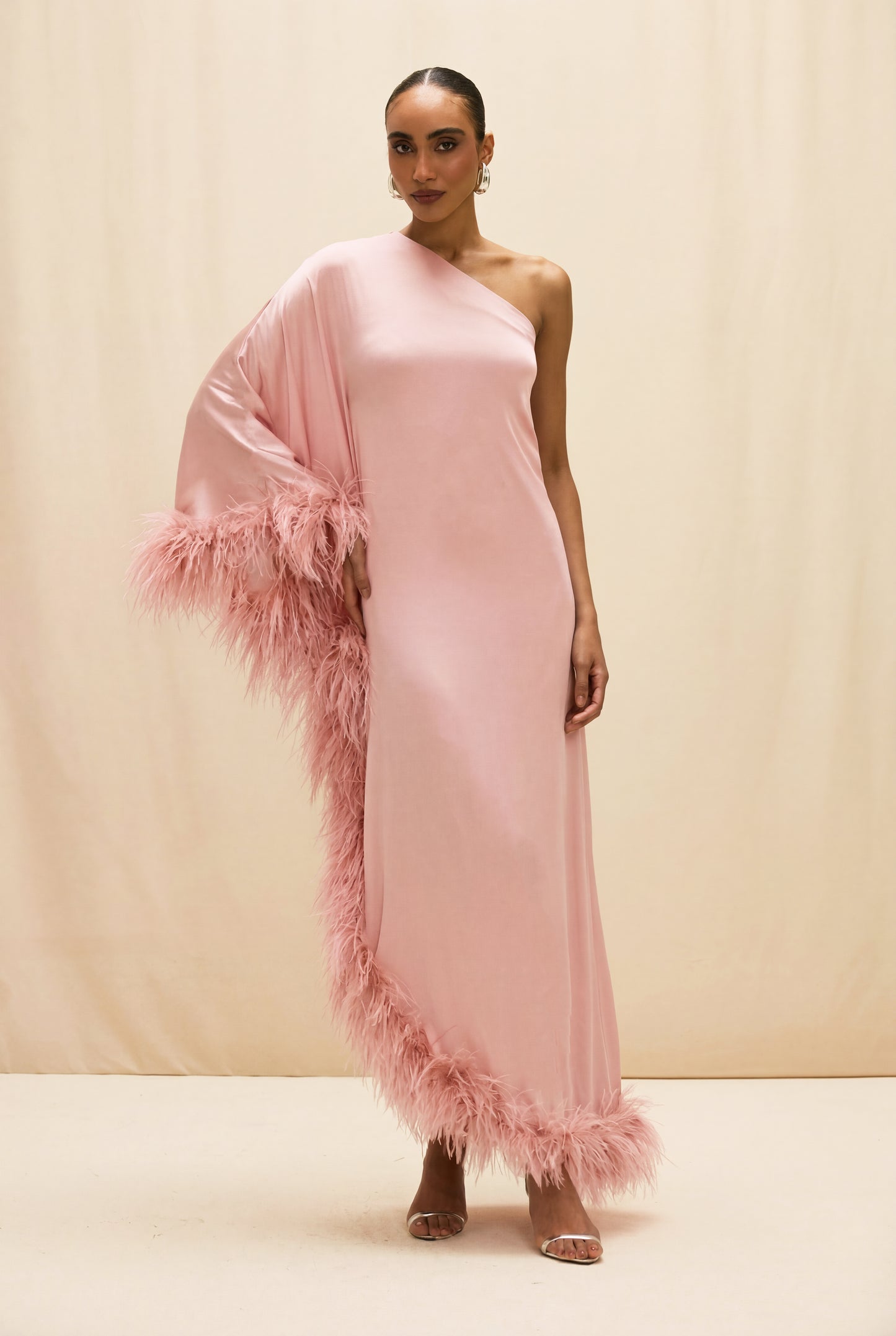 VESTIDO LONGO CETIM ISABEL ROSA CLARO