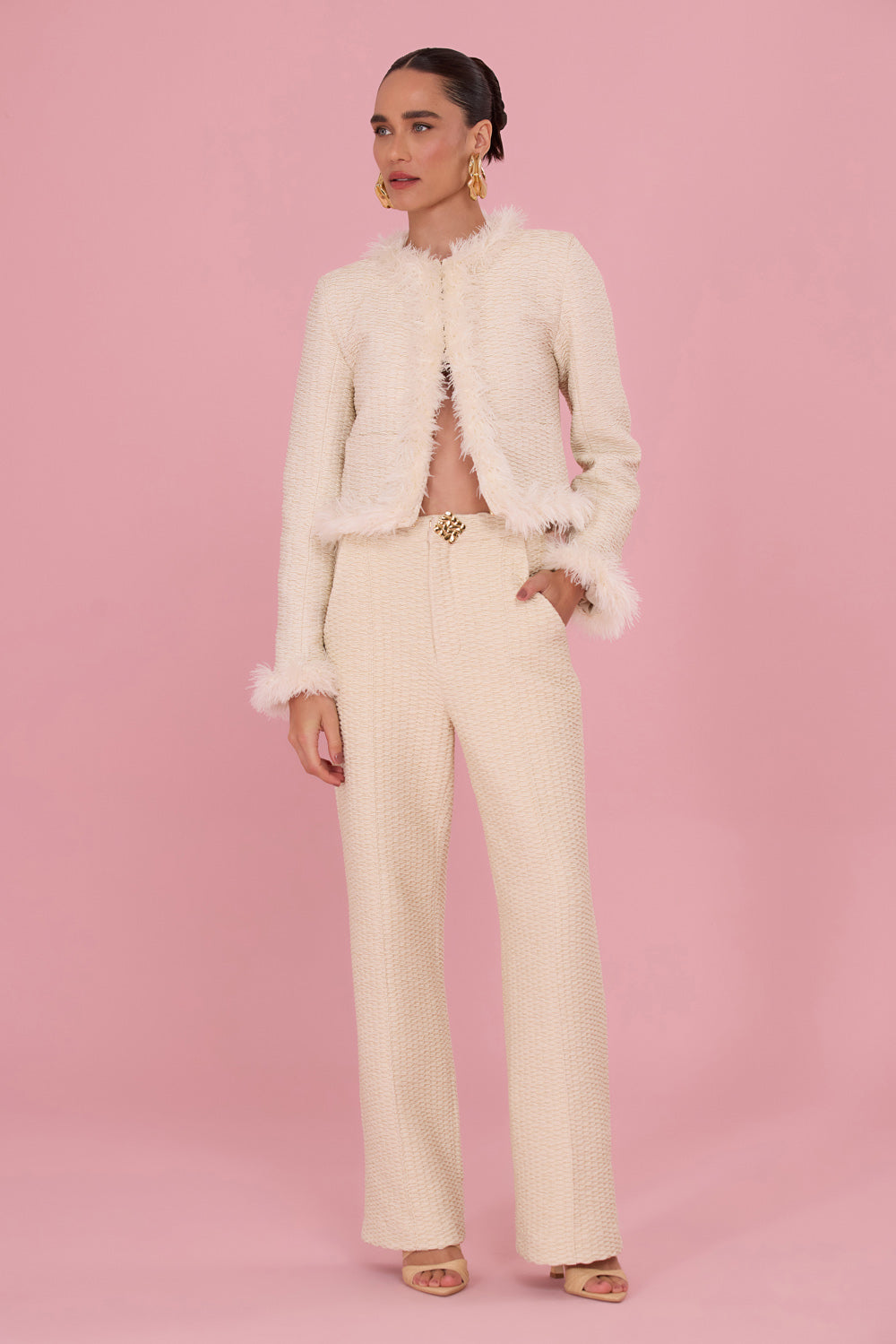 CALÇA MALHA GOLDEN OFF WHITE