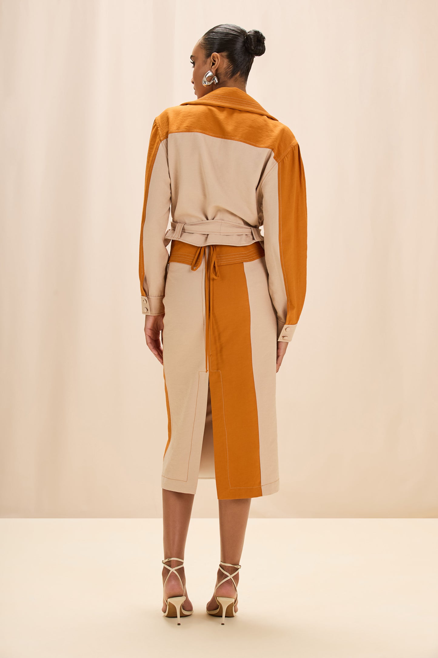 SAIA MIDI TWILL SIENNA BEGE