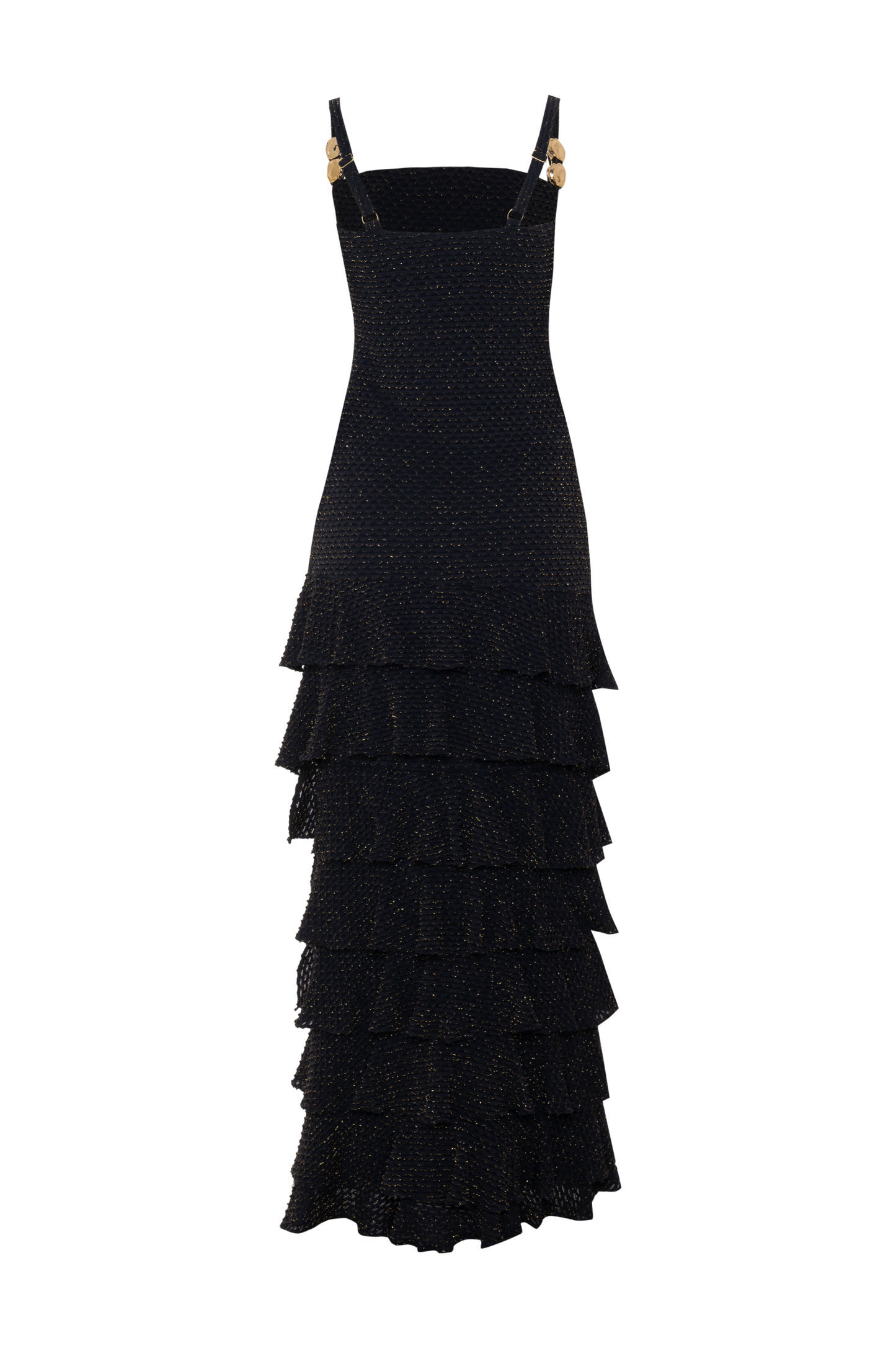 VESTIDO LONGO MALHA GAVEA PRETO