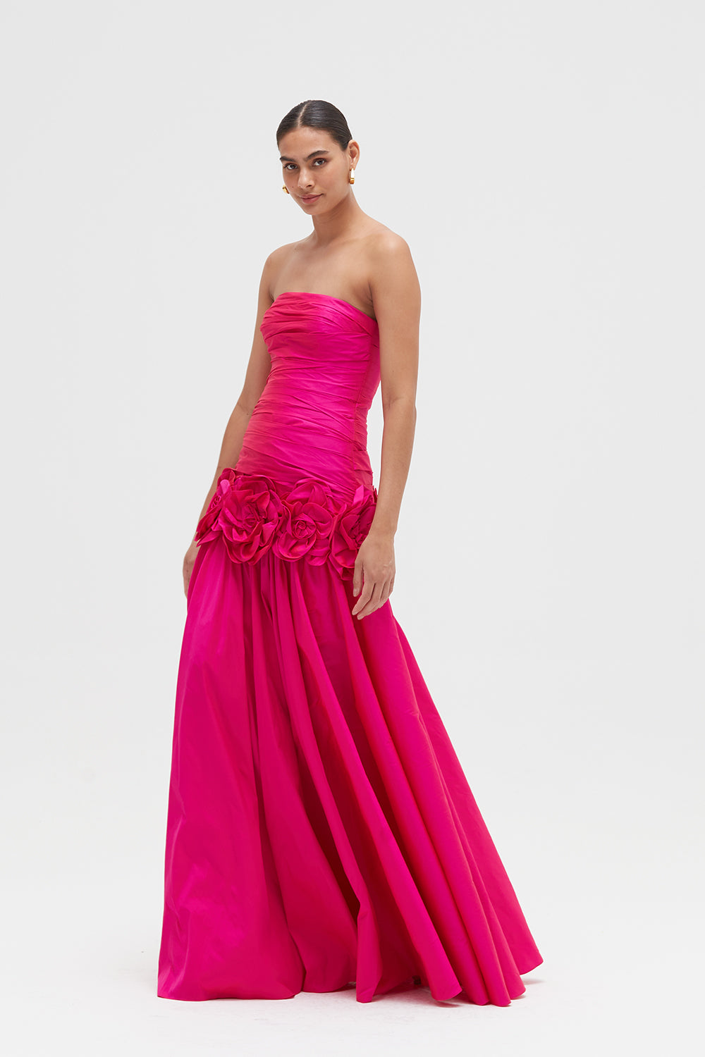 VESTIDO LONGO TAFETÁ BLOOM ROSA