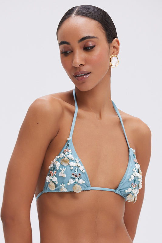 TOP SEASHELL LYCRA  AZUL