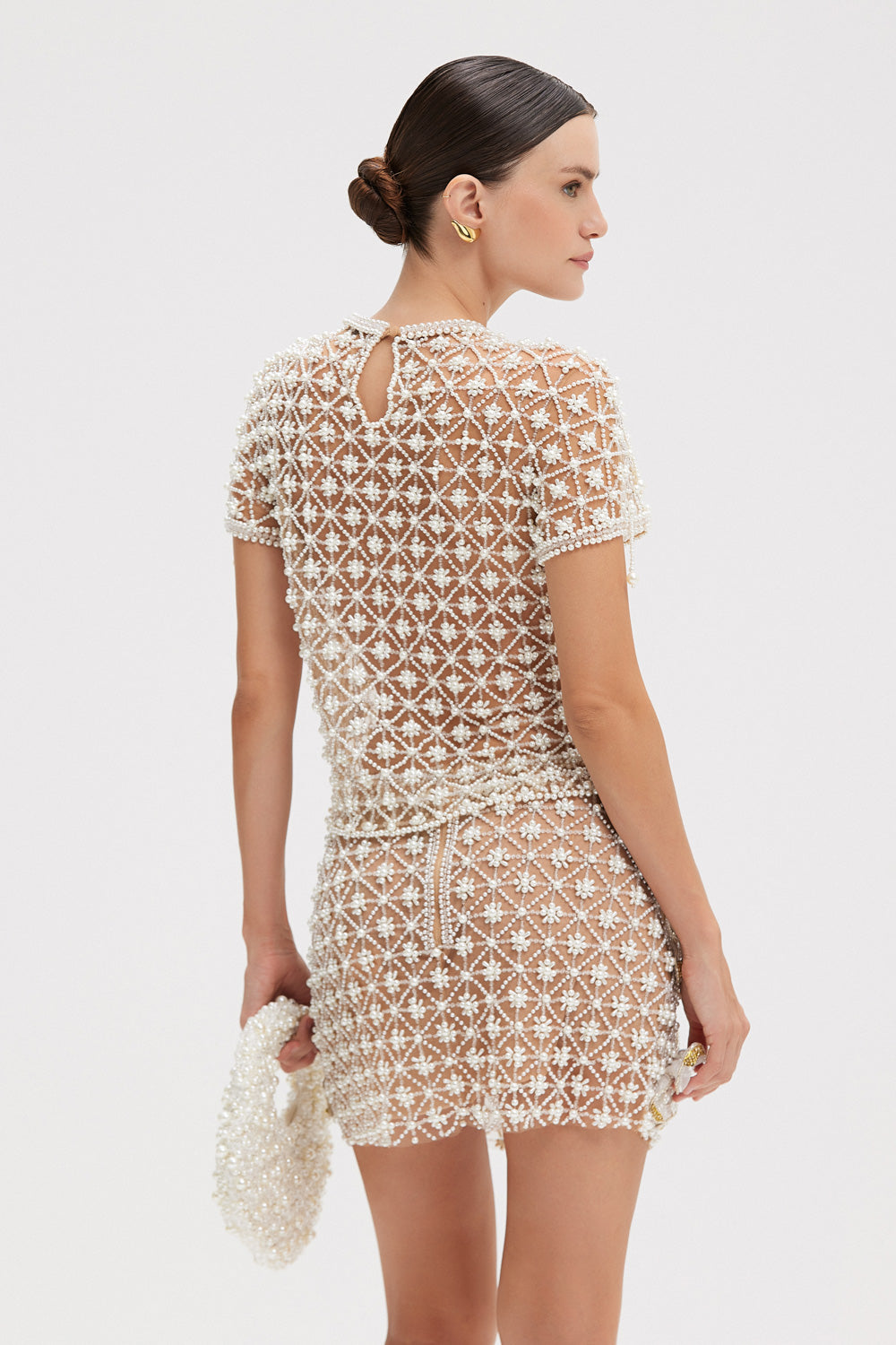 SAIA CURTA BUTTERFLY EMBROIDERY OFF WHITE