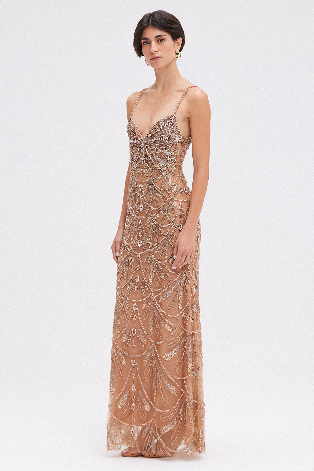 VESTIDO LONGO DREAM EMBROIDERY BEGE