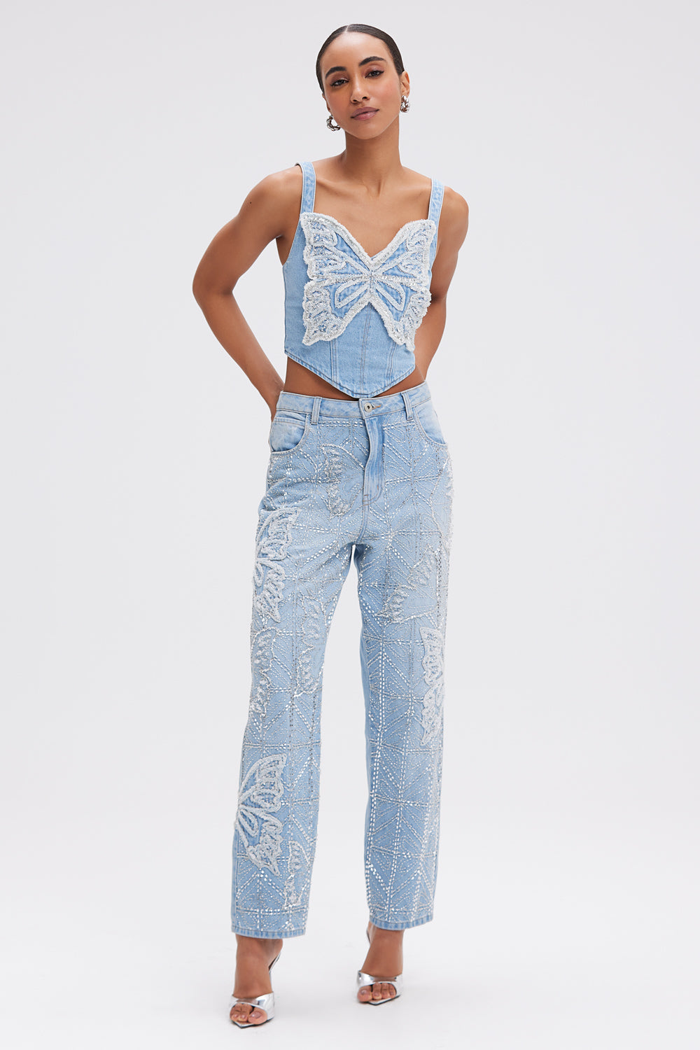 CALÇA BUTTERFLY DENIM  AZUL