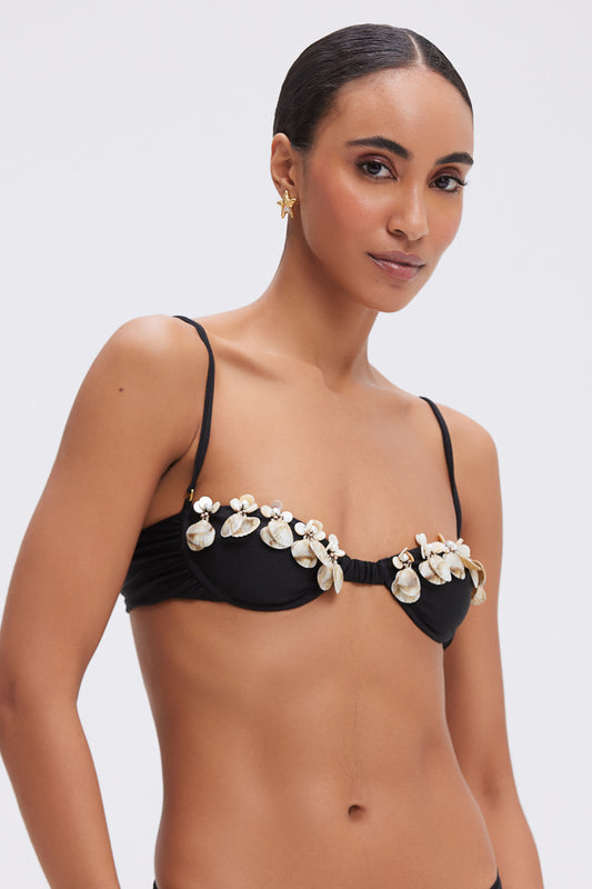 TOP SEASHELL LYCRA  PRETO