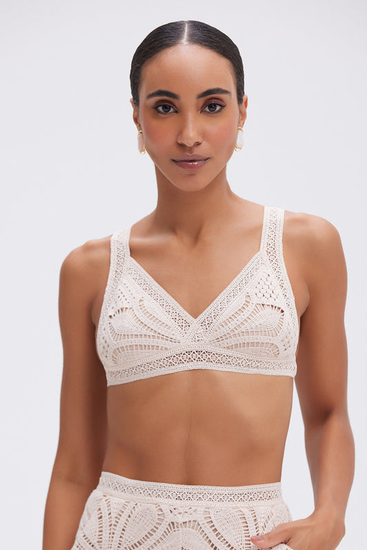 Top Crochet Flower Bege