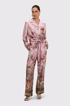 PIJAMA LONGO FLORA MARROM