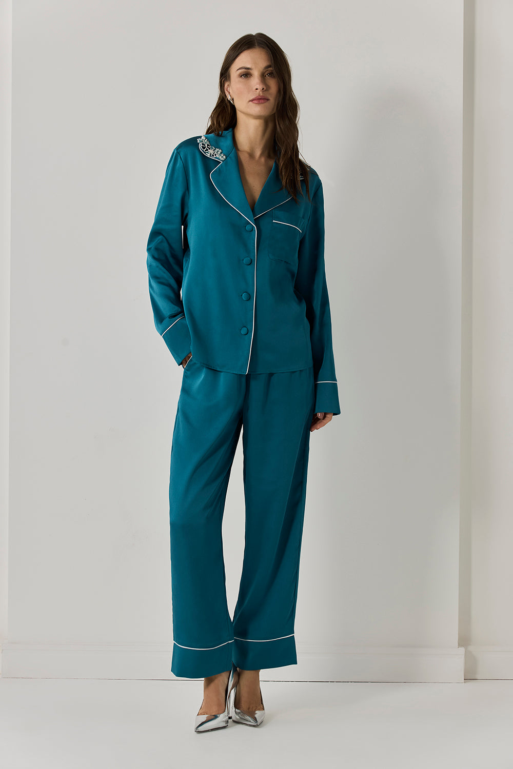 PIJAMA LISO LONGO  AZUL ESCURO