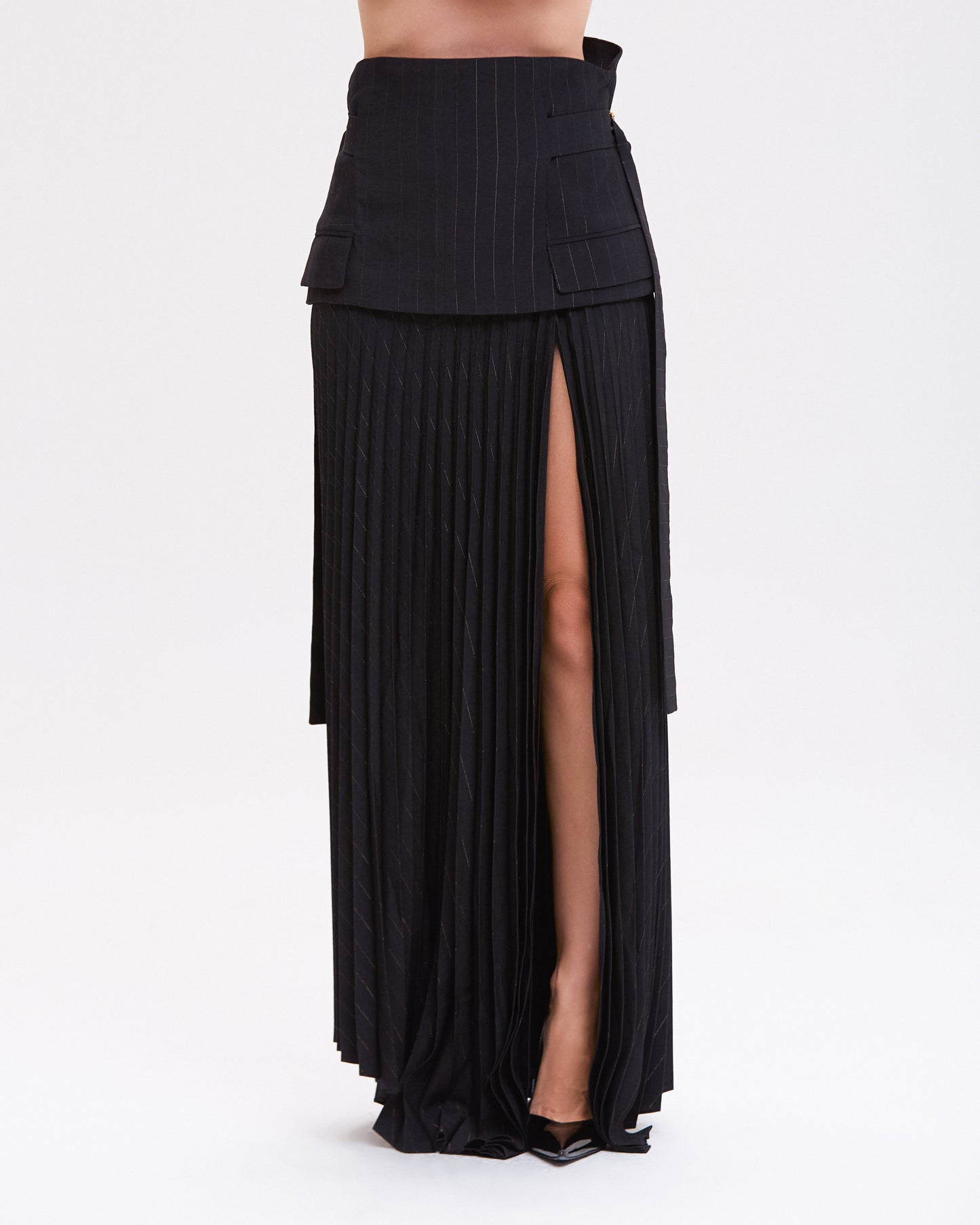 SAIA MIDI METALLIC STRIPE PULSE PRETO