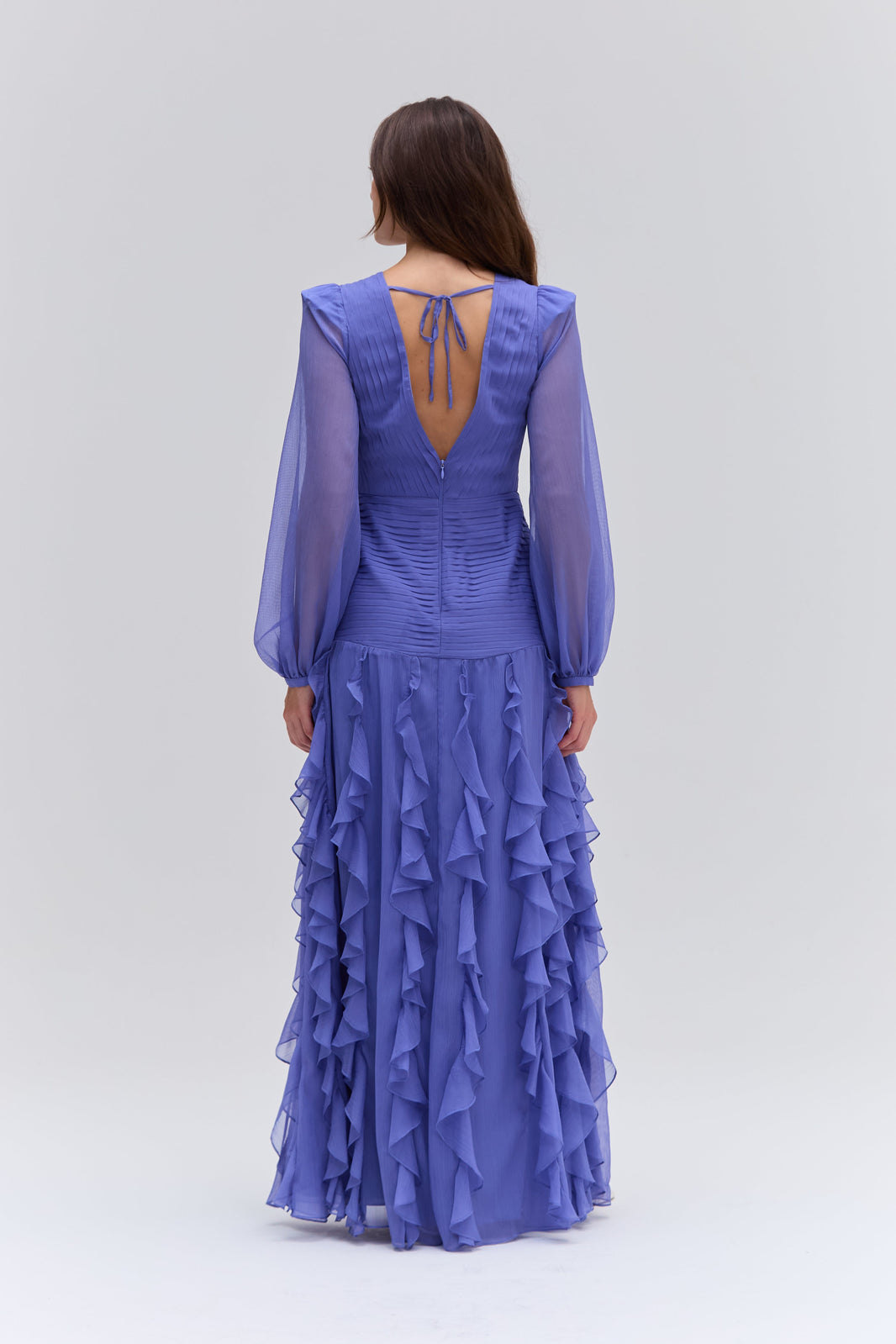 VESTIDO LONGO SILKY PLISSE LILAS