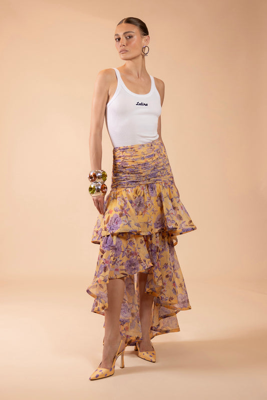 SAIA MIDI PEONY DOTS AMARELO