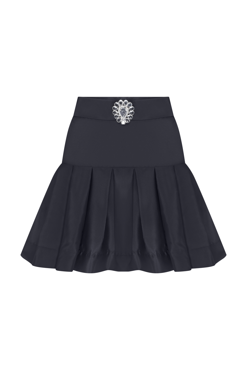 SAIA CURTA TAFETÁ BLOOM PRETO