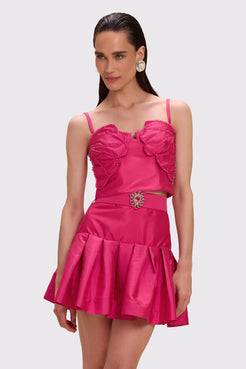 SAIA CURTA TAFETÁ BLOOM ROSA