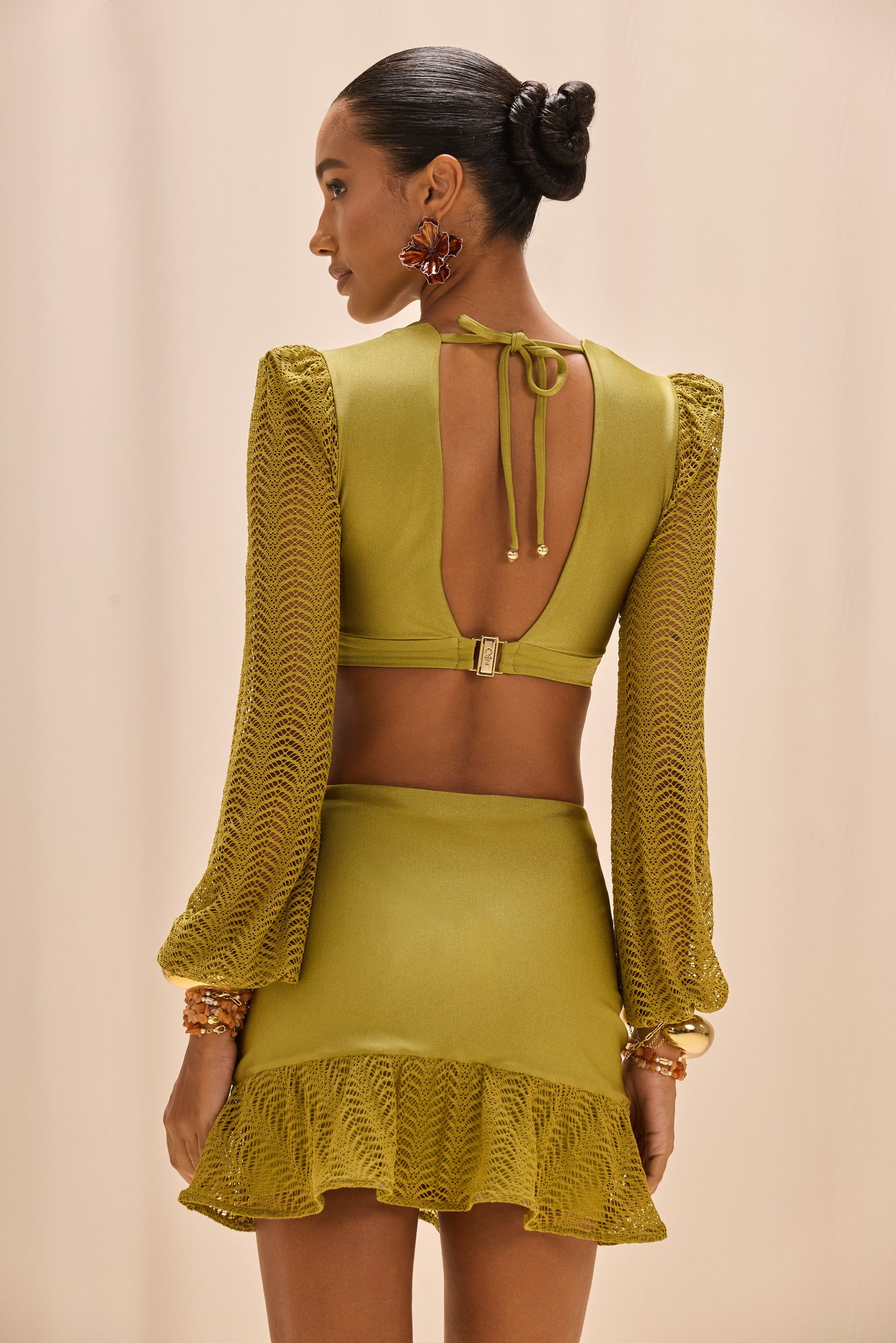 LOOK TOP + SAIA CURTA TELA WAVES