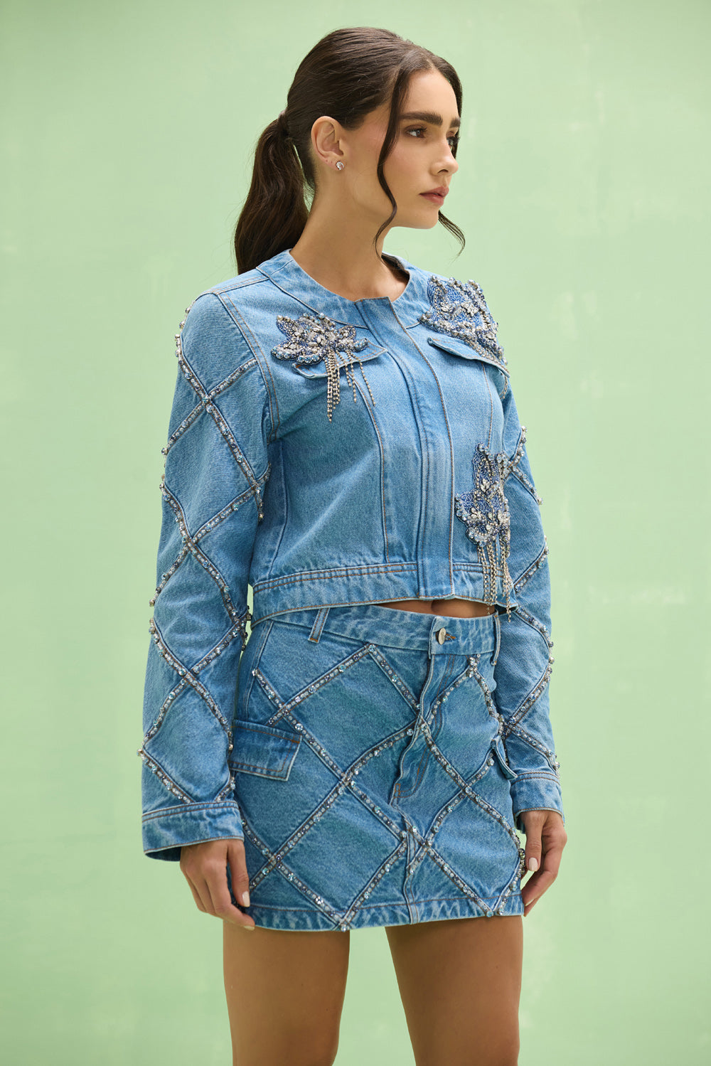 SAIA CURTA MARINA DENIM AZUL