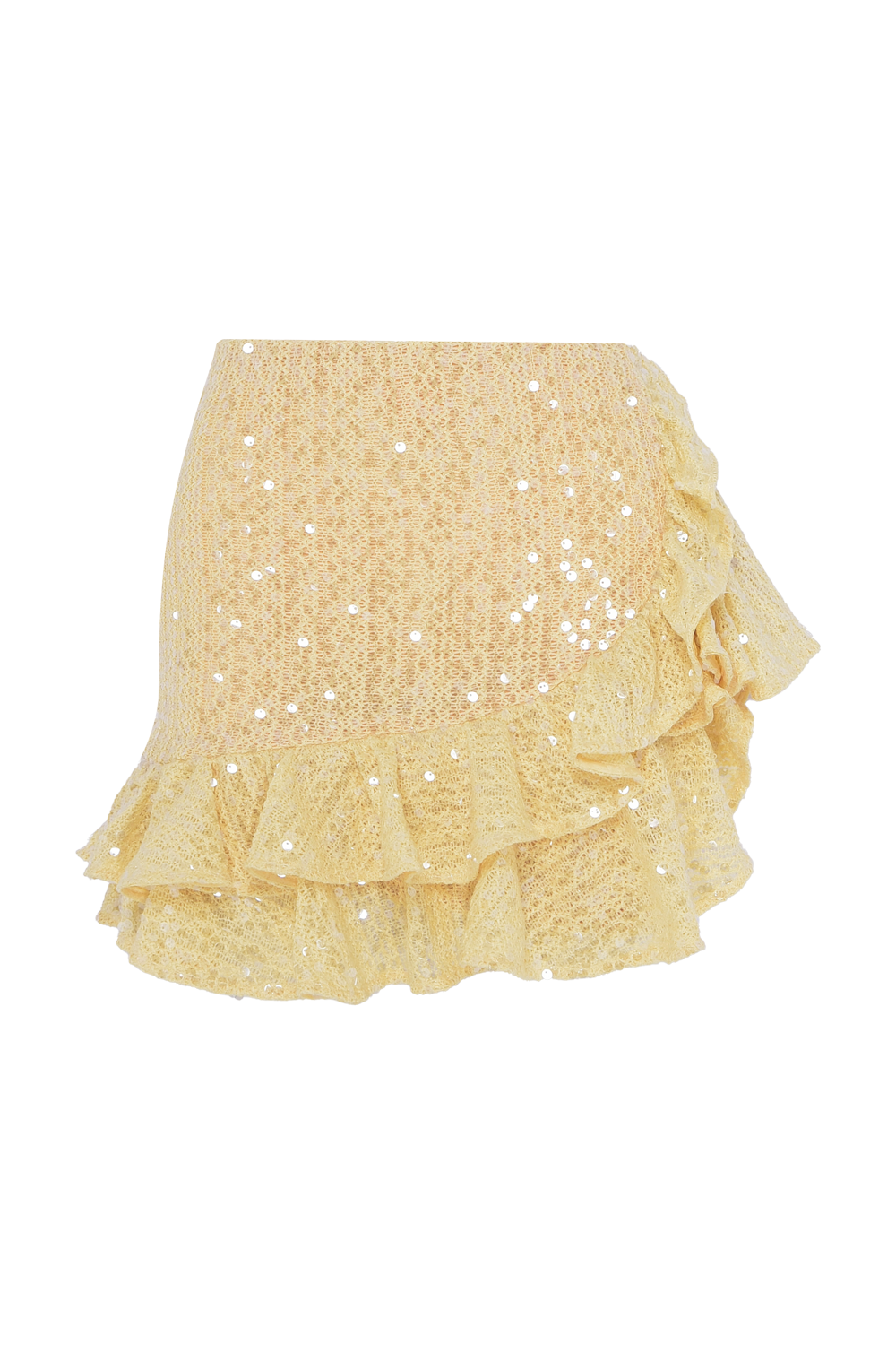 SAIA CURTA CROCHET IARA AMARELO