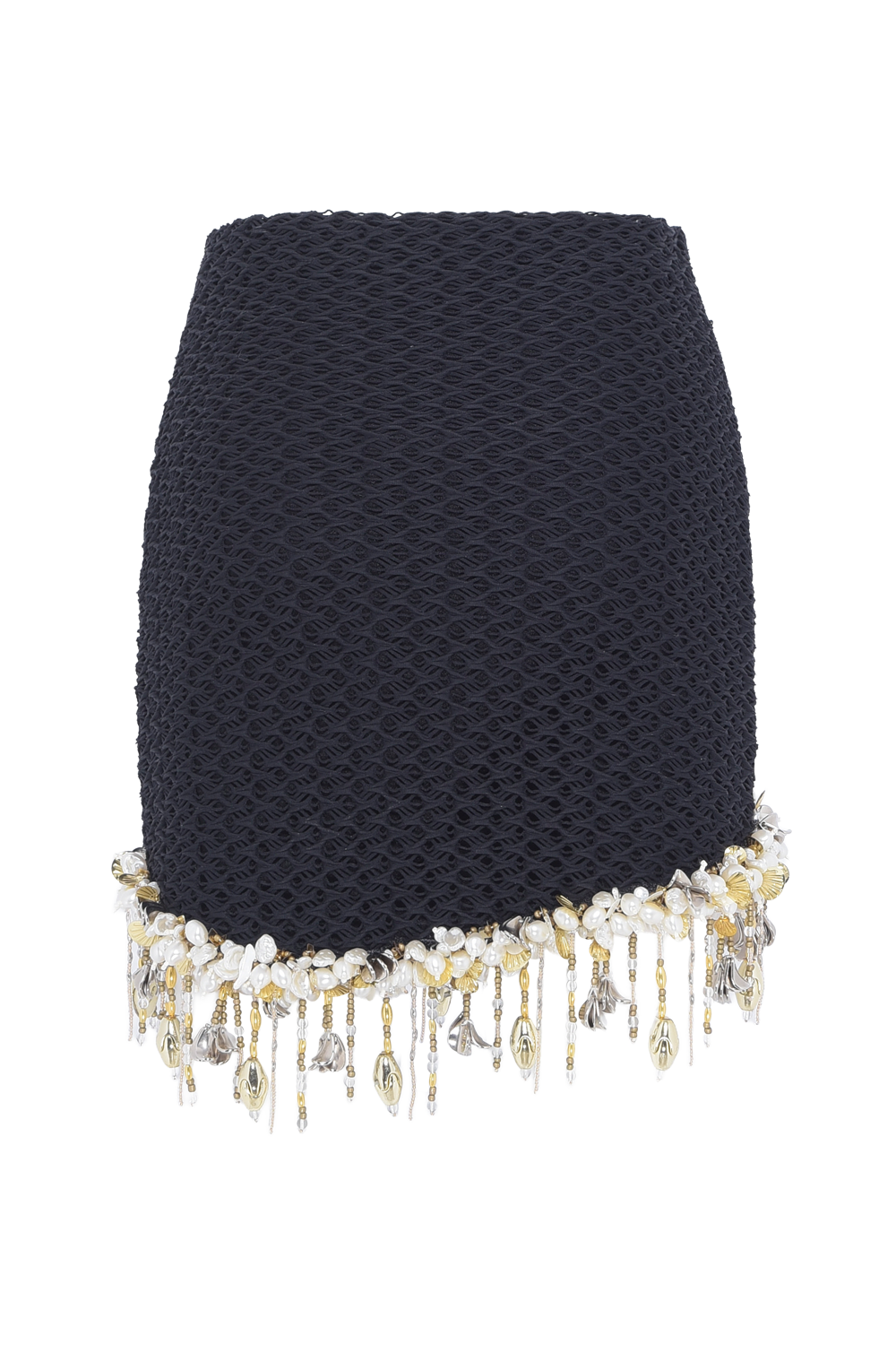 SAIA CURTA FRIDA MACRAMÊ PRETO