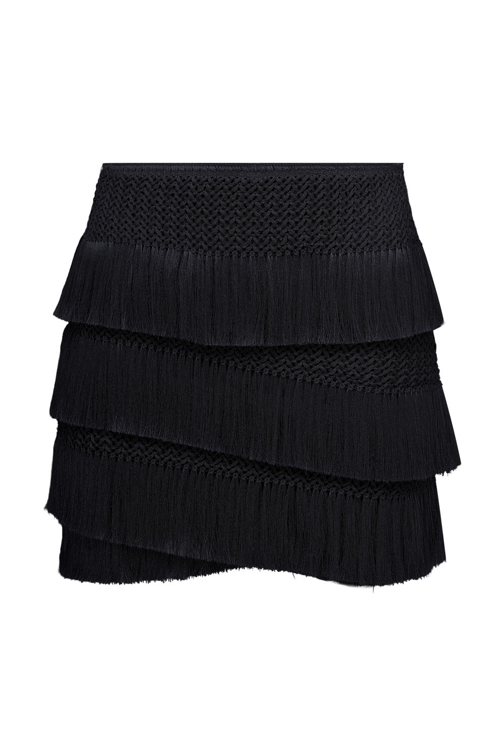 SAIA CURTA AYLA FRINGE PRETO