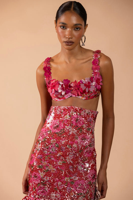 TOP DE BIQUINI PAETÊ PEONY VERMELHO