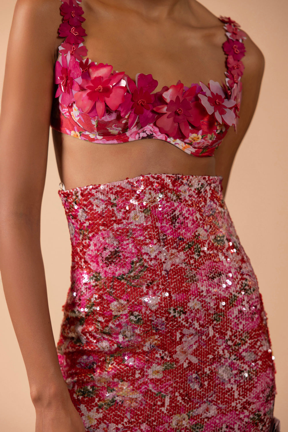 TOP DE BIQUINI PAETÊ PEONY VERMELHO