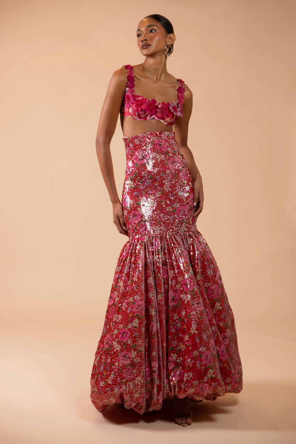 TOP DE BIQUINI PAETÊ PEONY VERMELHO