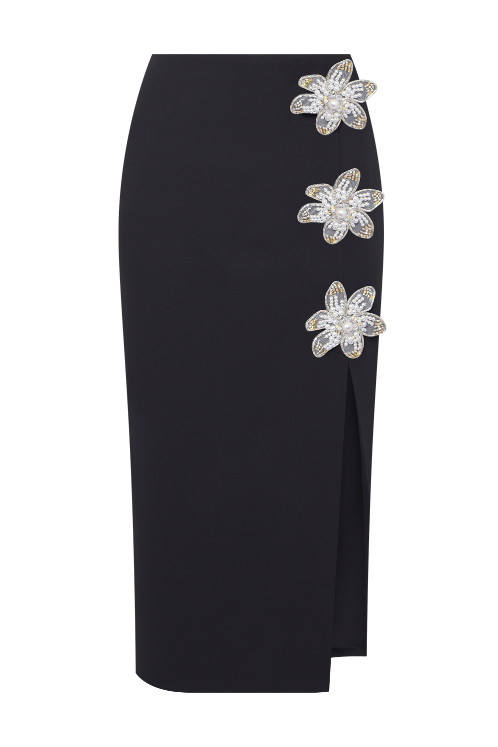 SAIA MIDI CREPE MYSTIQUE  PRETO