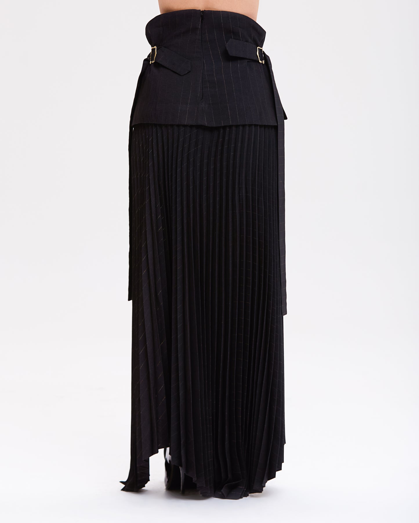 SAIA MIDI METALLIC STRIPE PULSE PRETO