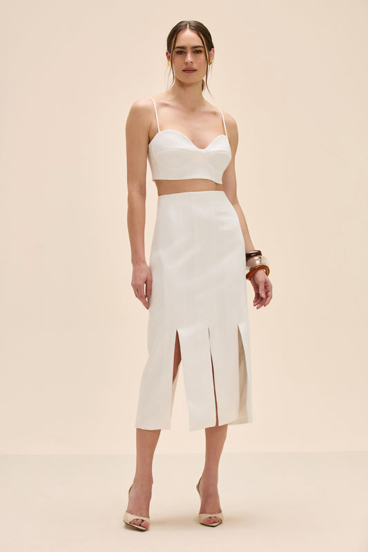 SAIA MIDI DUAL CREPE OFF WHITE