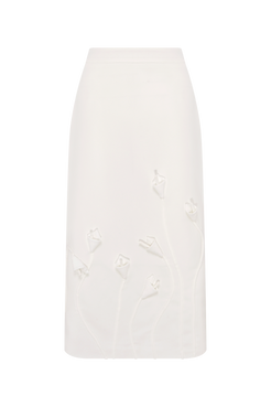 SAIA MIDI CREPE DAMA OFF WHITE