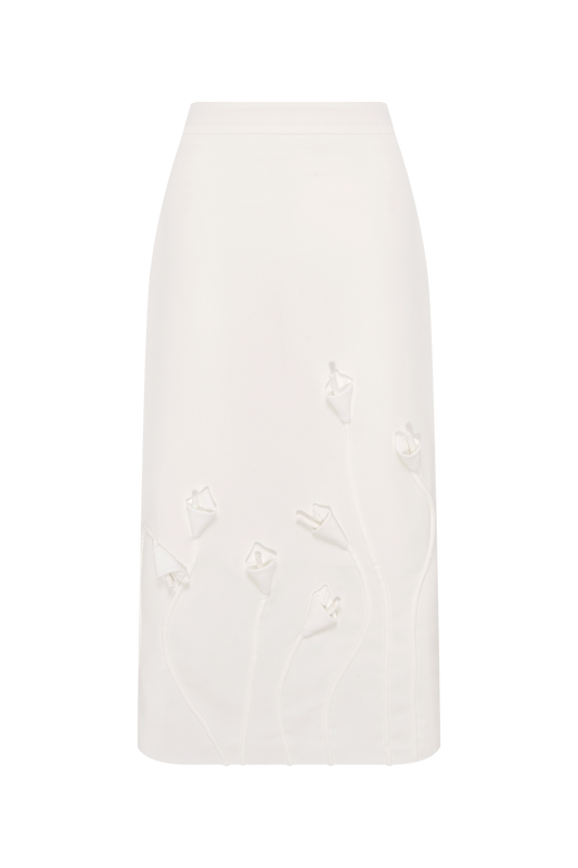 SAIA MIDI CREPE DAMA OFF WHITE
